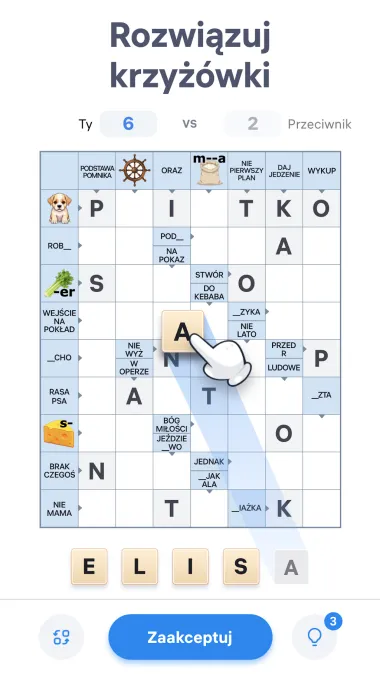 Crossword Master — zrzut ekranu z krzyżówką
