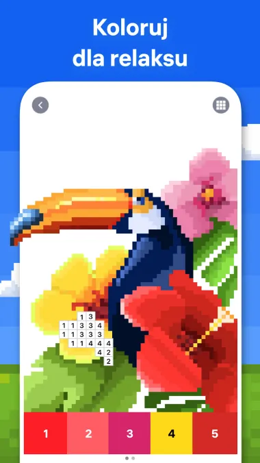 Pixel Art — zrzut ekranu z kolorowaniem pikseli